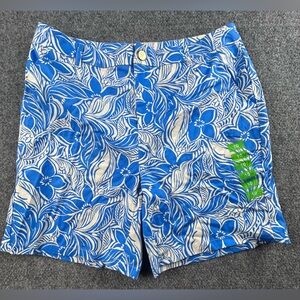 Stella Parker Women’s Shorts Size 10 Stretch Blue White Floral Tropical NWT